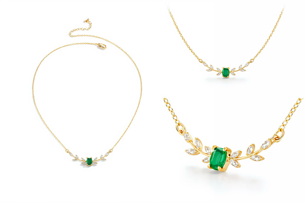 COLLIER SILSILA VERT ÉMERAUDE DORÉE