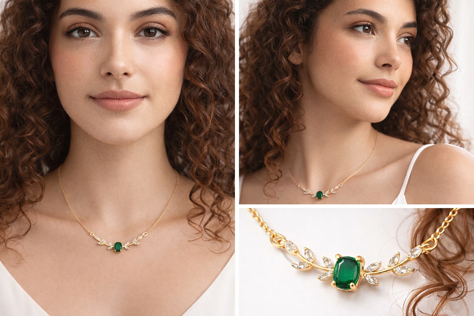 COLLIER SILSILA VERT ÉMERAUDE DORÉE