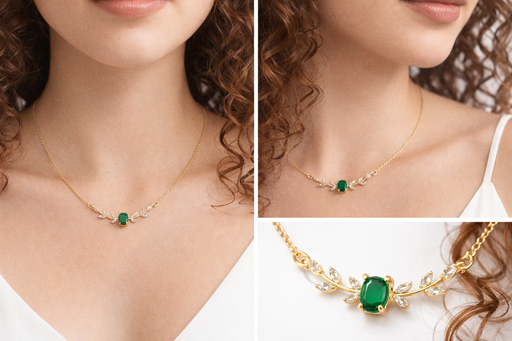 COLLIER SILSILA VERT ÉMERAUDE DORÉE
