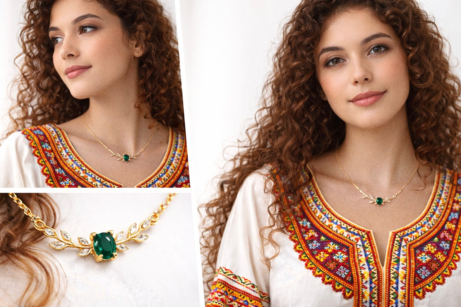 COLLIER SILSILA VERT ÉMERAUDE DORÉE